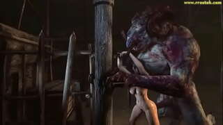 3D монстр мәҗбүр итә кызлар корсагы выпячивать